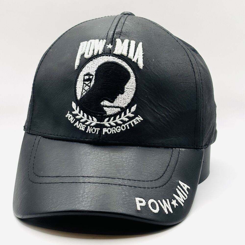 POW-MIA You Are Not Forgotten Baseball Cap Mesh Hat Black USA Genuine Leather